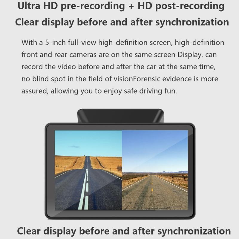 Hd Night Vision Car Front and Rear Dash Cam - 5 Screen