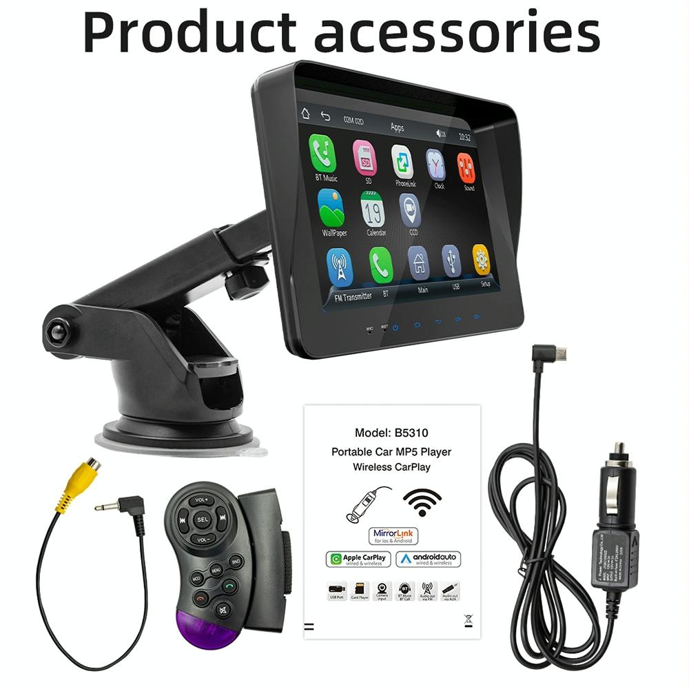 7 Inch Car Mp5 Player W / Carplay & Android Auto - Black