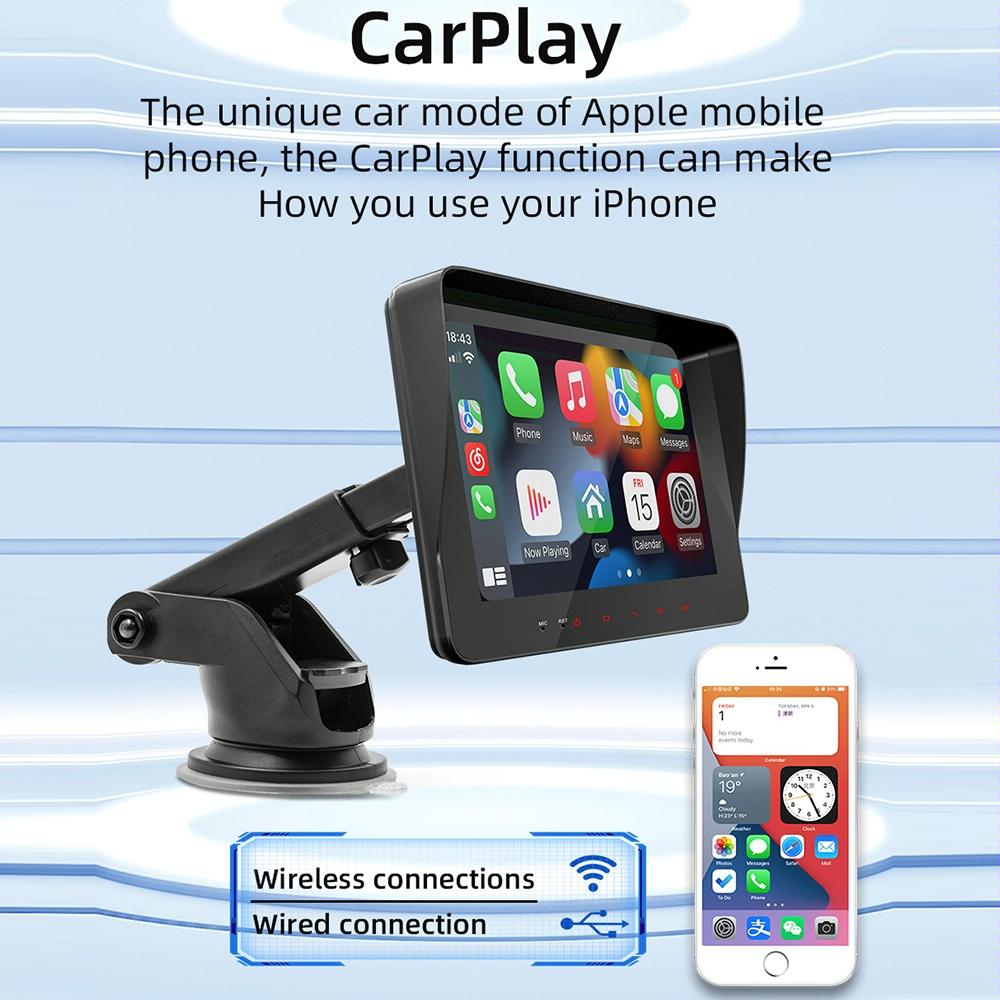 7 Inch Car Mp5 Player W / Carplay & Android Auto - Black