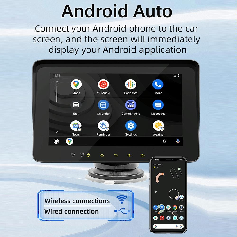 7 Inch Car Mp5 Player W / Carplay & Android Auto - Black