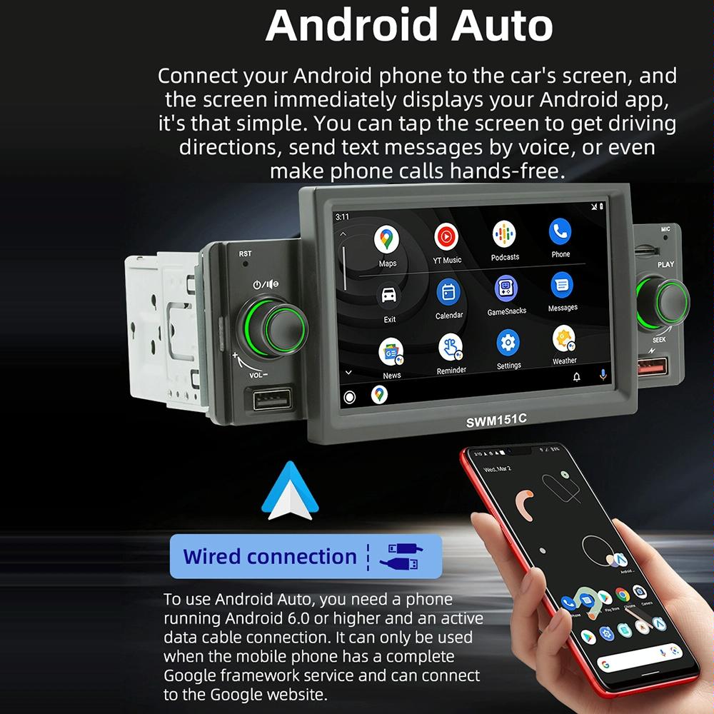 5 Inch Car Mp5 Inch Player With Carplay / Android Auto - Black
