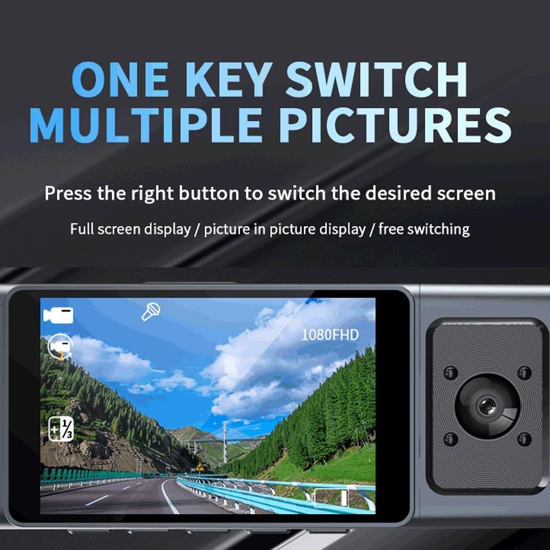 3-in-1 Car Dash Cam with Wifi 1080p Night Vision 3 Ips Screen 32gb - 32G