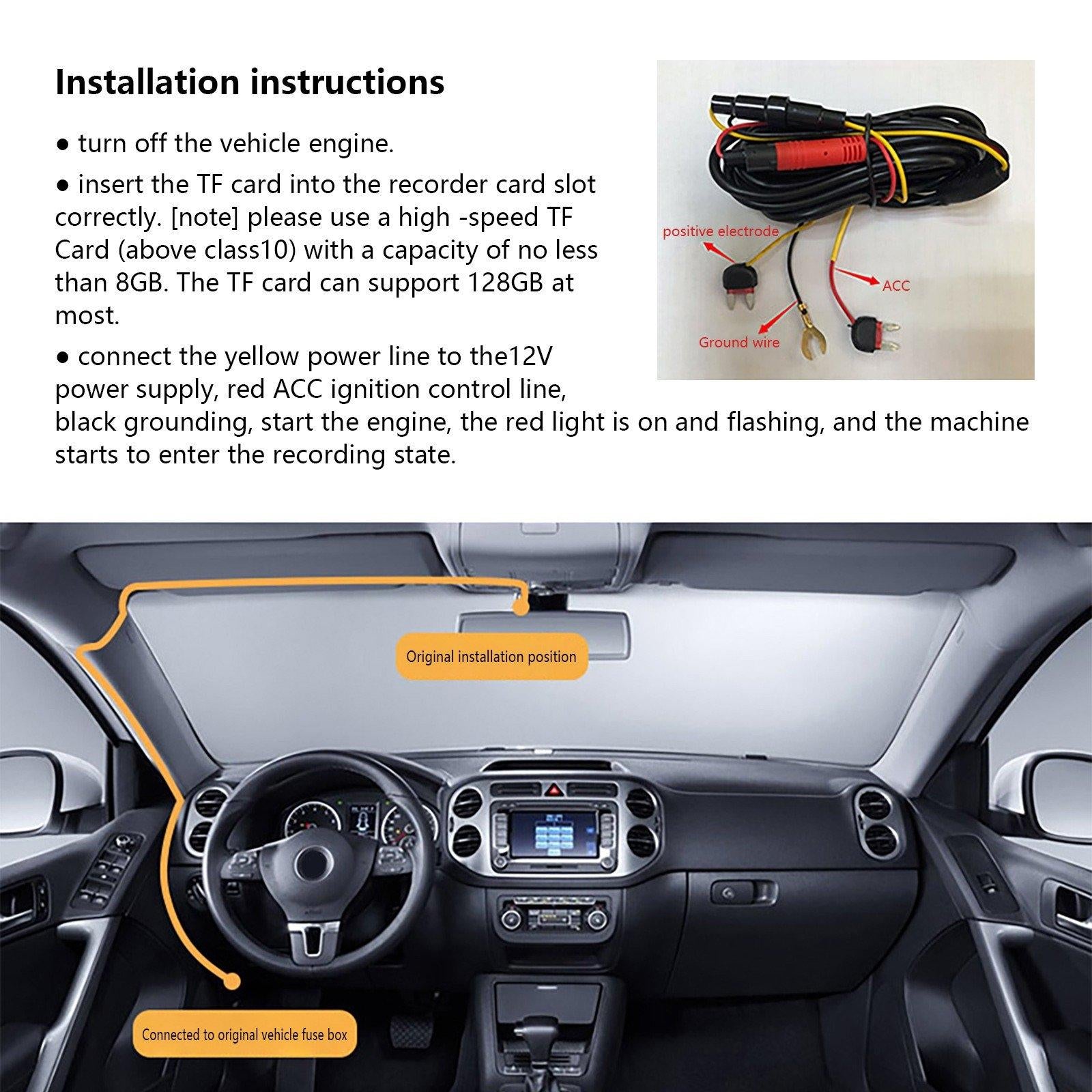 Hd Wifi Car Dash Cam with Night Vision - 1080p