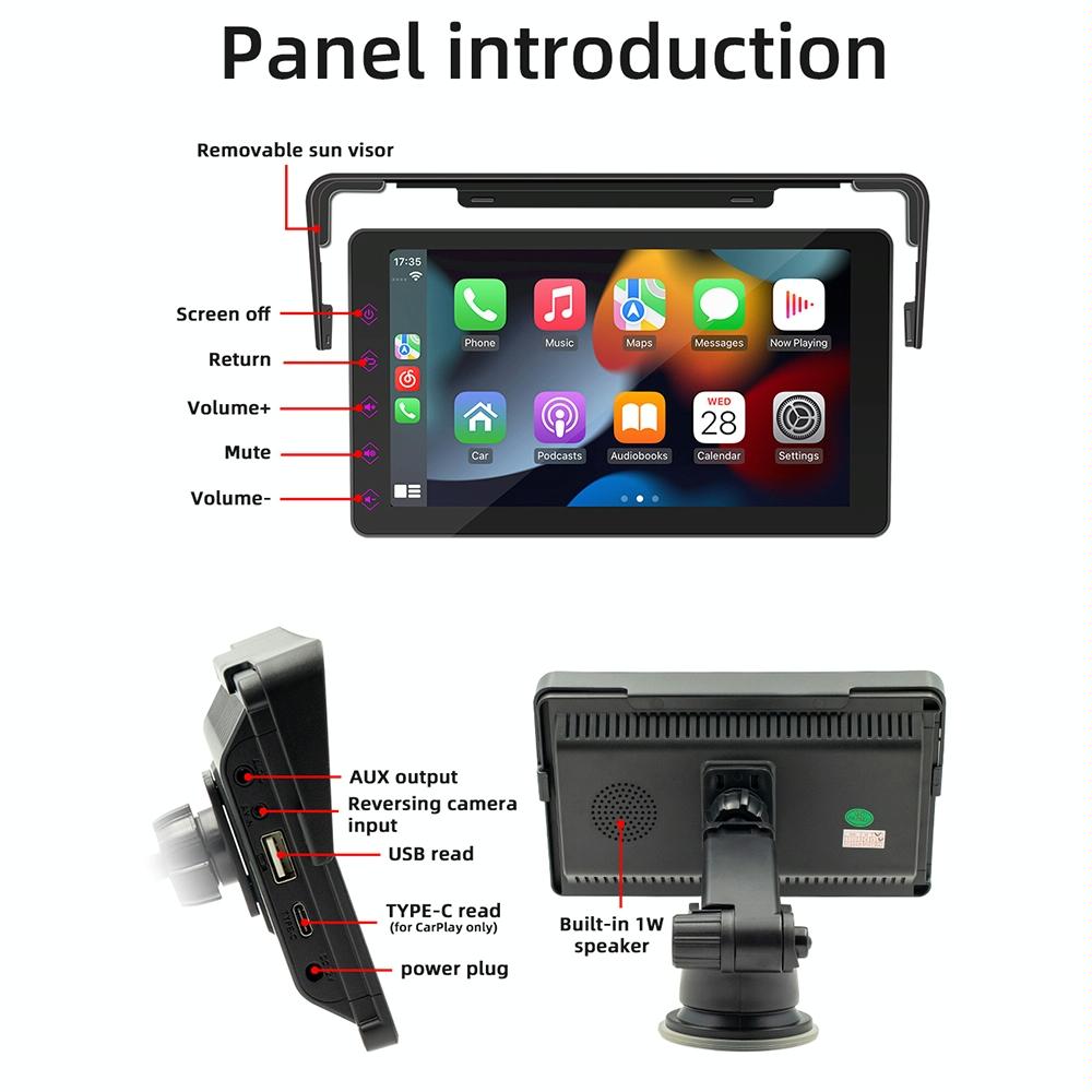 7 Inch Car Mp5 Player With Carplay / Android Auto - Black
