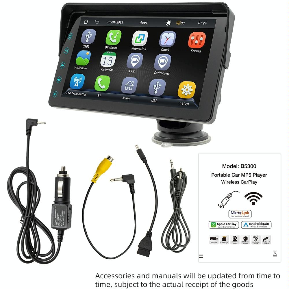 7 Inch Car Mp5 Player With Carplay / Android Auto - Black